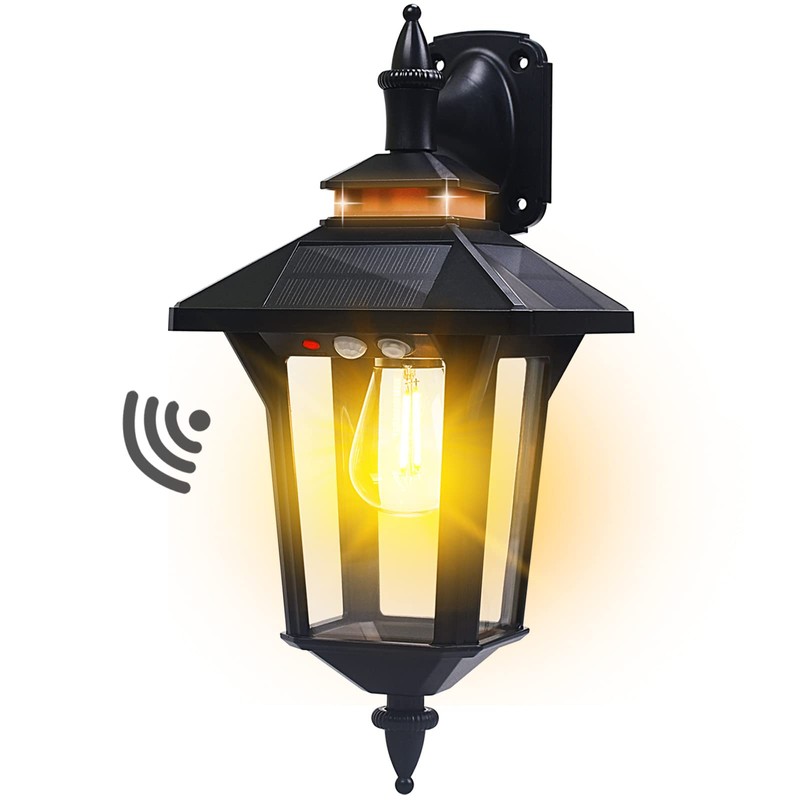 Solar Powered Wall Lantern Lights Outdoor with 3 Modes, Motion