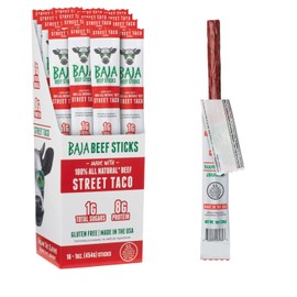 Baja Beef Sticks - Jerky Meat Sticks, Healthy Meat Snacks for Adults, High Protein, Individually Wrapped, 100% All Natural Beef, Gluten Free, Made in the USA - Street Taco, 1 Oz (Pack of 16)