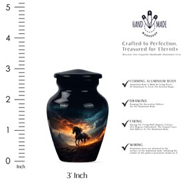 Black Horse and Stormy Sky Urns for Human Adult Man, Small Keepsake Urn for Human Ashes Adult Women, Mini Decorative Gift for Hnadmade 3Inch