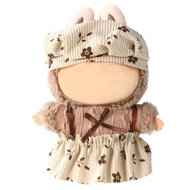 Lyreh 17cm Plush Doll Clothes Set, Adorable Plush Toy Outfit Including Crochet Sweater Beret and Dress Skirt for 6.7in Cute Doll Hat Clothing Accessories