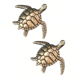 SHIDXIB 2Pcs Pure Brass Solid Turtle Home Decoration Office Desktop Tea Pet Decoration Handle Play Home Decor Room Decor