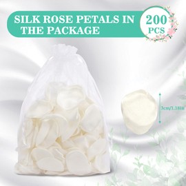 Milifox 200 Pieces Silk Flower Petal,Silk Rose Flower Petals,Realistic Reusable Lvory Rose Petals Confetti for Wedding,Party,Table Decoration,Romantic Night,Valentine's Day