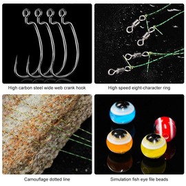 Lipeed Fishing Hook Jig Hooks Texas Rigs for Perch Fishing with Weights Hook Rigged Line Kit Fishing Tackle, Code