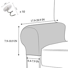 NEKOSUKI Arm Rest Covers, Set of 2 Stretch Diamond Pattern Armchair Couch Stretch Armrest Chair Covers for Furniture Protector, Anti-Slip Sofa Chair Arm Caps Spandex Polyester Slipcovers, Dark Gray