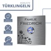 Robust doorbell made of stainless steel with desired text and