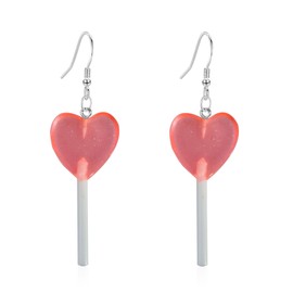 Kawaii Cute Earrings for Women Pink Cute Heart Candy Lollipop Earrings 80s 90s Drop Dangle Jewelry Gift Aesthetic Earrings Accessories, Pink White