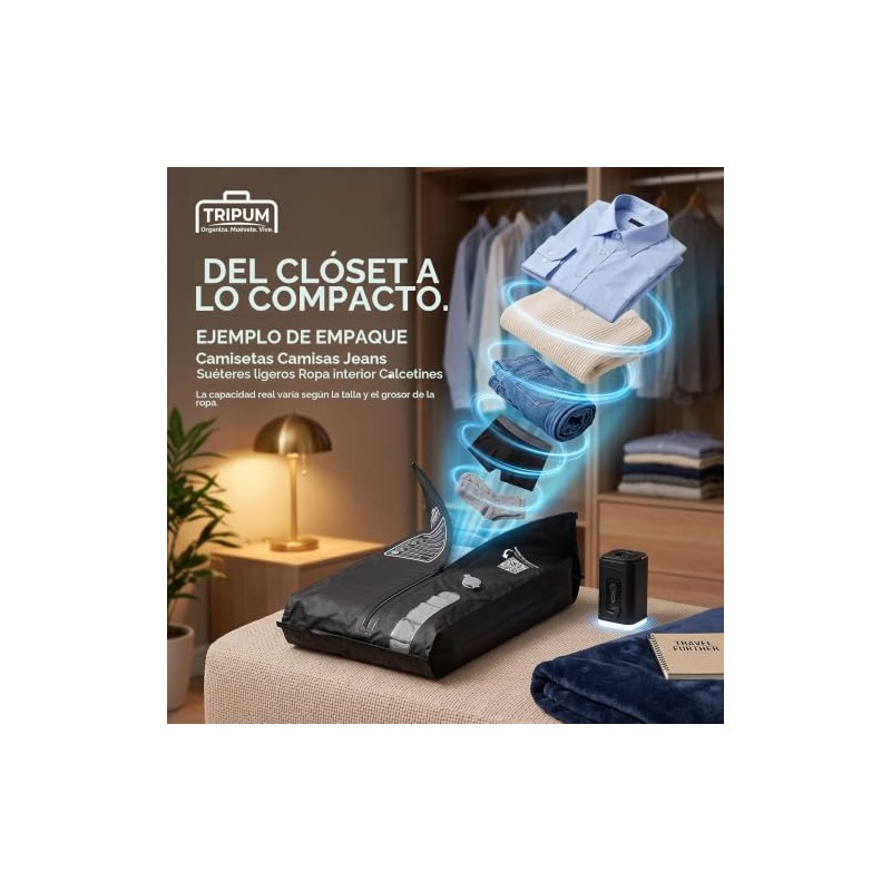 TRIPUM - Bolsas de vacío de viaje con bomba eléctrica
