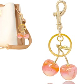 Sqsyqz 1PC Cherry Bag Charm, Cute Cute Cherry Charm, Cherry Keychain serve as Bag Charms for Handbags, Charms for Purse (Pink)
