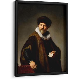 Canvas Lab Cuadro decorativo enmarcado Marco color Negro Nicolaes Ruts - Rembrandt van Rijn 30 x 40 cm Cuadros para decorar recamara, sala, baño, oficina