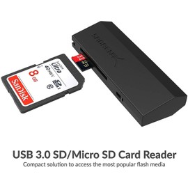 SABRENT SuperSpeed - Lector de tarjetas de memoria flash USB 3.0 de 2 ranuras para Windows, Mac, Linux y ciertos sistemas Android compatible con SD, SDHC, SDXC, MMC/MicroSD, T Flash [Negro] (CR-UMSS)