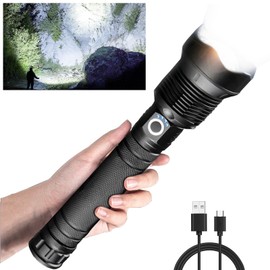 5000 Lumens Super Bright Flashlight with 5 Modes & Waterproof, Powerful Handheld Flashlights,Rechargeable LED Flashlights High Lumens for Outdoor Camping, Emergencies