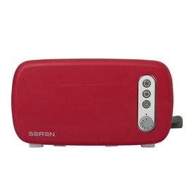 BergHOFF Seren Side Loading Toaster with Cool Touch Exterior and Removable Crumb Tray, With Red Panel use as Serving Tray
