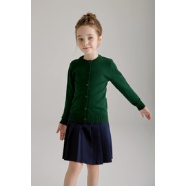 SMILING PINKER Girls Sweater Cardigan Cotton School Uniform Knitted Cardigans for Kids(5-6Years,Green)