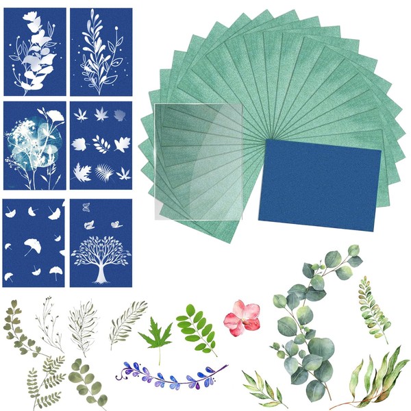45 Sheets Sun Print Paper, Cyanotype Papers with 1 Sheet