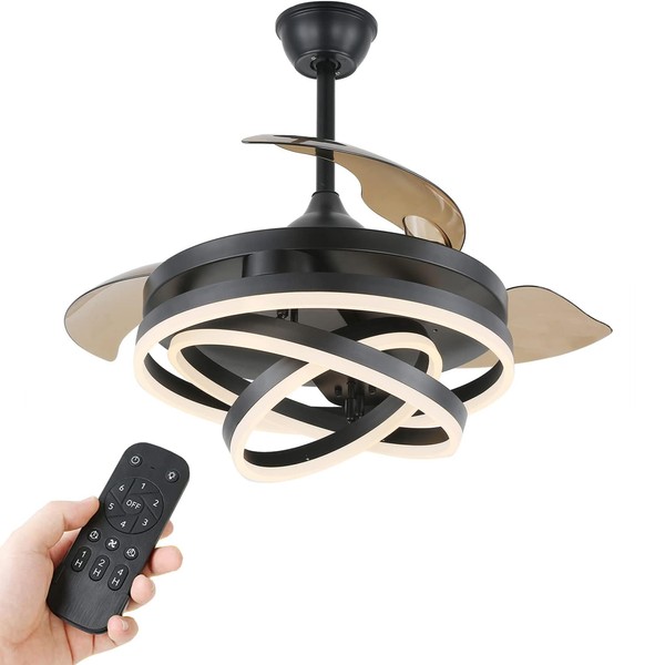 Bella Depot Retractable Ceiling Fan with Lights and Remote, 42"
