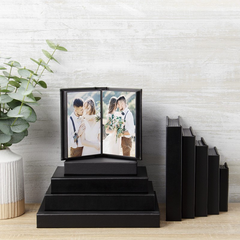 Neil Enterprises Inc. 5" x 7" Black Leather Self-Stick Photo