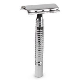 QSHAVE Classic Chrome Plated Short Handle Double Edge Safety Razor Travel Friendly