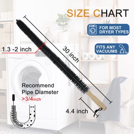 Dryer Lint Brush Vent Cleaner for Dryer Vent Trap/Lint Remover Long Flexible Refrigerator Coil Brush 30 Inch / 2Pack