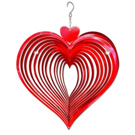 FONMY Wind Spinner Love 12 pulgadas – Acero inoxidable 3D – Patrón geométrico de arte de metal cortado con láser – Spinner de viento colgante, decoraciones de arte cinético para patio – Decoración interior/exterior