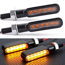 AUTOXBERT Pack of 2 Motorcycle LED Indicators 6 LEDs 12 V Universal Mini Indicator IP67 Waterproof for Motorcycle Scooter Quad Cruiser ATV Off Road Scooter