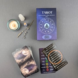 Witchy Cauldron French Tarot Français Débutant, Cartes de Tarot Significatives, Jeu de Tarot Mot-Clé, Apprentissage du Tarot, Chakra, Planète, Affirmation, Inversé, Zodiaque…