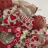 Valentines Day Wreath Love Button Natural Burlap Handmade Deco Mesh