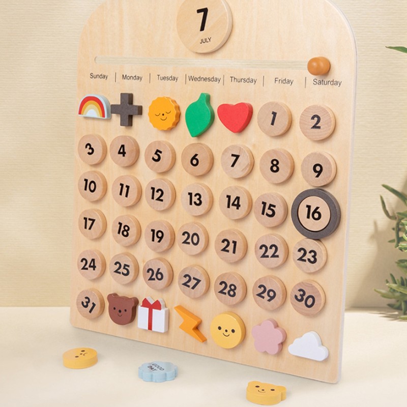 Children Wooden Calendar Perpetual Wall Calendar Early Educational Toy Gift