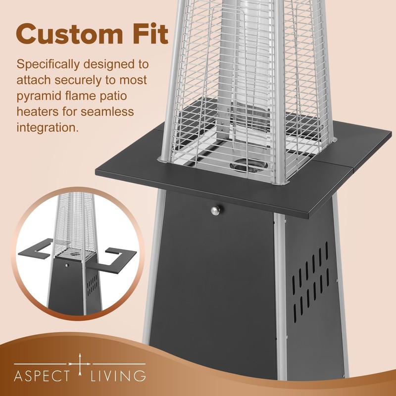 Aspect Living Pyramid Flame Patio Heater Accessory Table, Steel Construction,