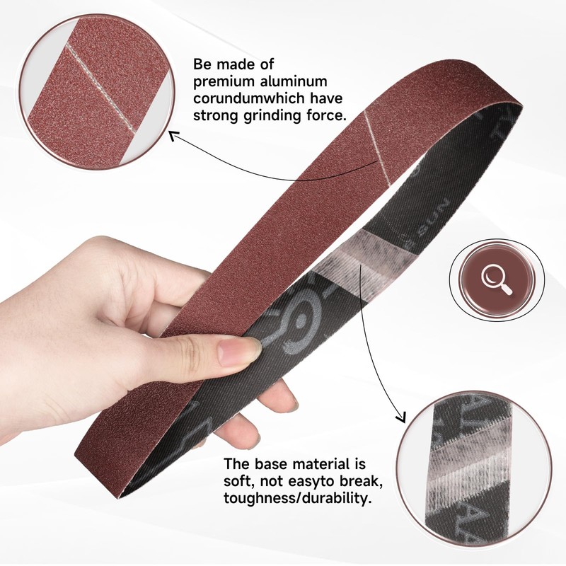 STEBRUAM 12PCS Sanding Belt 30 x 533 mm 100 Grit