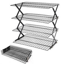 2/3/4-Tier collapsible cooling rack for baking,Folding Cooling Grid,Adjustable Stackable Roasting Cooking Drying Wire Cooling Rack for Cookies Baking
