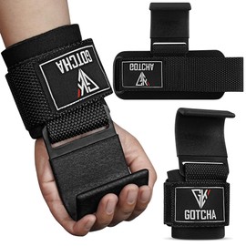 GotchaKart Weight Lifting Hooks for Deadlifting (Pair) – 600lbs Capacity, 8mm Neoprene Wrist Wrap Support - Non-Slip Rubber Grip Enhancer for Pull Ups, Rows, Lat Pulldowns –Power Straps for Men Women