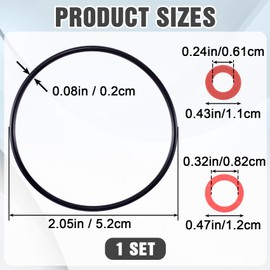 YALOJE 3pcs Carburetor Float Bowl Gasket Kit, Carburetor Bowl Gasket and Bolt Washer, Compatible with GX120/GX160/GX200/GXV120/GXV140/GXV160, Lawnmower Gaskets Parts Replacement Accessories