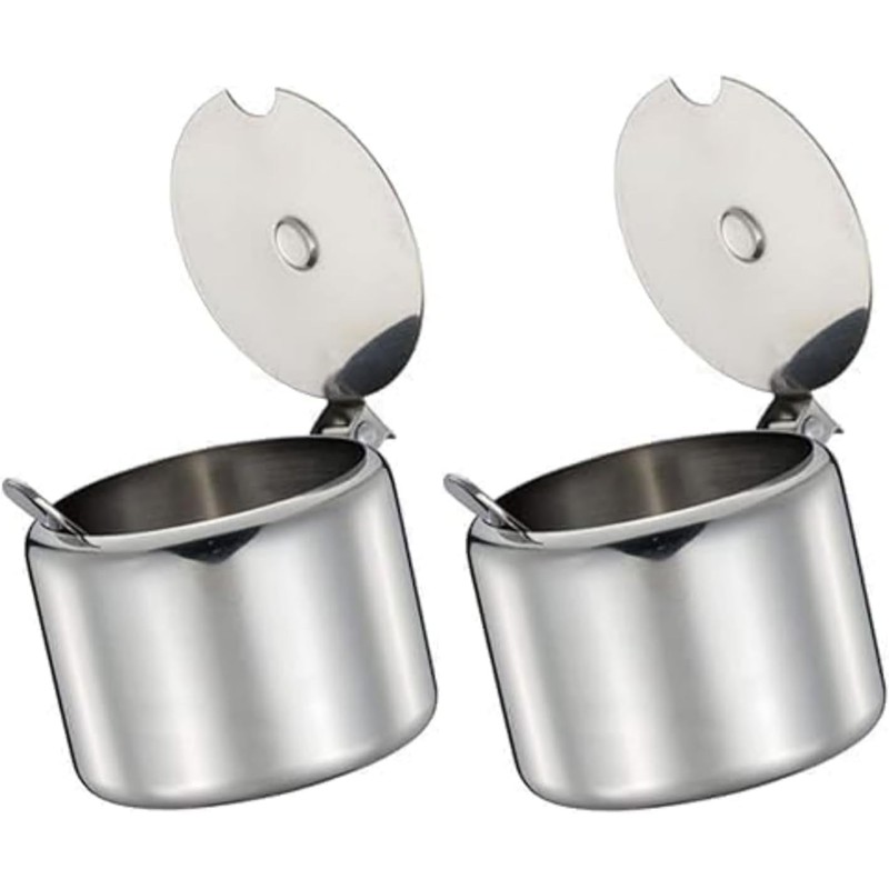 Wwyan 1Set of Silver 285ml Stainless Steel Sugar Bowl with
