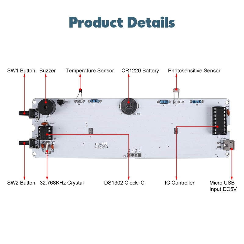 BANRIA Soldering Practice Kit,4-Digit Digital Alarm Clock Kit with RGB