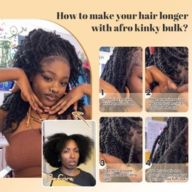 Afro Kinkys Bulk Human Hair, 18 inch 50 Gram 4c Curly Hair for Permanent Sister Locs/Mini Twists/Braids Can Dye and Bleach (#27, 18 Inch)