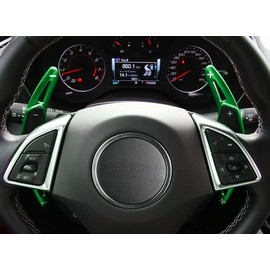 iJDMTOY Green CNC Billet Aluminum Larger Paddle Shifter Extensions Compatible with Chevy 2014-2019 C7 Corvette, 2016-up Gen6 Camaro