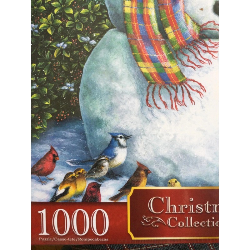 SPRINGBOK FEATHERED FRIENDS 1000 PC PUZZLE SNOWMAN IN HAT SCARF