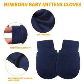 6 Pairs Newborn Baby Mittens No Scratch Gloves Infant Toddler Anti Scratch Essentials Unisex Cotton for 3-9 Months Girls Boys (White, Light Blue, Gray-Black, Gray, Navy Blue, Black, Solid)