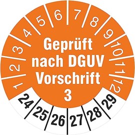 100 x Test Badge 18 mm Test Labels Tested According to DGUV Regulation 3 2024-2029