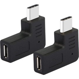 GELRHONR Right Angle USB C to Micro USB Adapter, 90 Degree Type C Male to Micro 5pin USB Female Charging and Data Transfer Connector Converter Adapter - 2 Pcs/Black