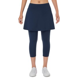 Xioker Women Skirts with Leggings,Athletic Skorts Leggings with Pockets Tennis Golf(Navy Blue M)