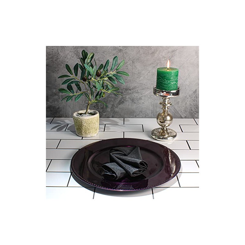 Richland Charger Plate Beaded Round 13" Eggplant Set of 12