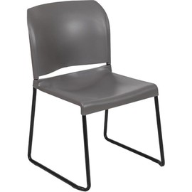 BOWERY HILL Contemporary Plastic Sled Base Stacking Chair in Gray