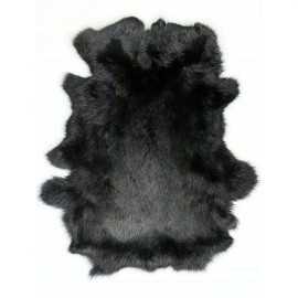 Unbranded 2PCS Genuine Rabbit Fur Skin Pelt Taxidermy Fur Hide Leather For DIY Craft Black