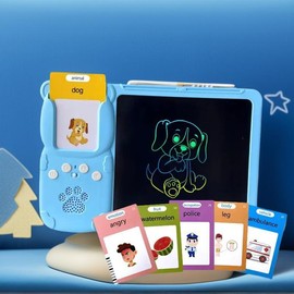 Toddler Bilingual Educational Toy | 2-in-1 Spanish-English Learning System | 112 Speaking Flashcards , Educational Language Learning Toy - Specification: English&Spanish - Blue PRO Edition