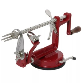 Johnny Apple Peeler Corer, Slicer, Pie Maker, Stainless Steel Blades, Red VKP1010 Suction Base