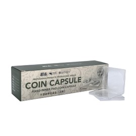 PCCB MINGT 20PCS Type A Square Coin Capsule with White Adjustable Inner Pad Coin Holder Acrylic Display Case For Coin Collection And Supplies