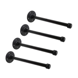 1/2" Shelf Bracket, Home TZH 4 Pcs Industrial Floating Shelf Bracket Heavy Duty Pipe Bracket Vintage Wall Hanging Decor with Screws for Floating Wood Shelves, 10” Wall Mounted DIY Bracket(4, 10")