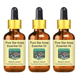 Devprayag Pure Star Anise Essential Oil (lllicium verum) with Glass Dropper Natural Therapeutic Grade Steam Distilled (Pack of Three) 100ml X 3 (10 oz)