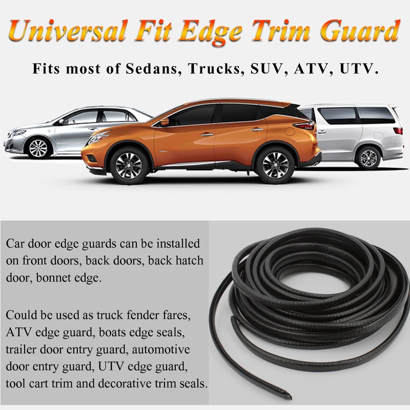 AcbbMNS 32.8Ft (10M) Universal Car Door Edge Guards, White, Rubber,
